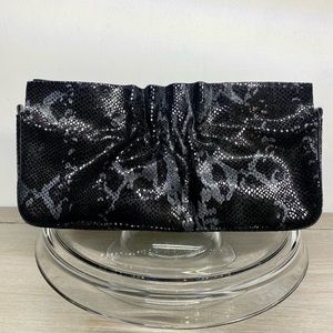 Sabina New York Black Leather Snakeskin Embossed Evening Bag‎ Clutch Purse